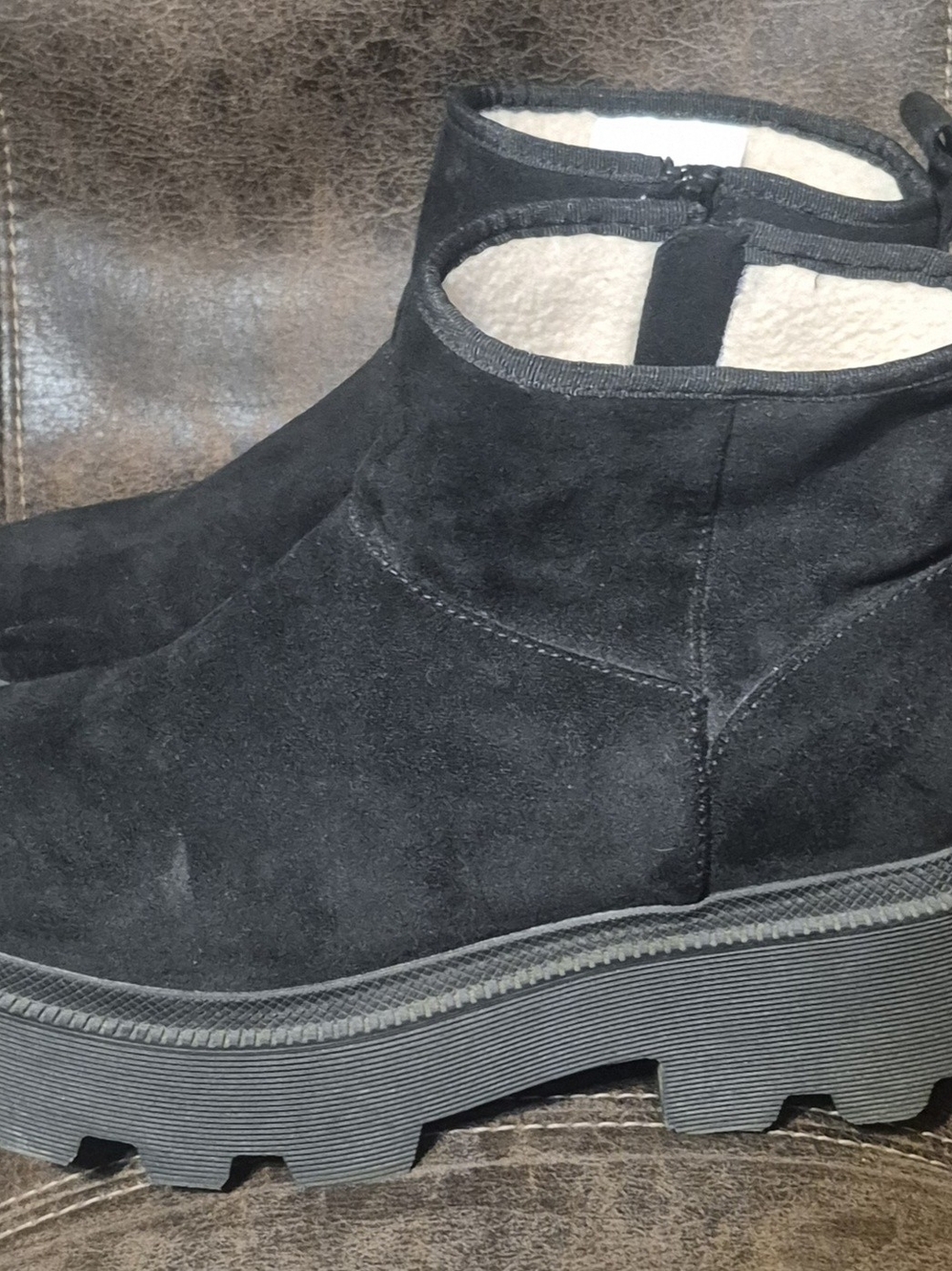 Black Suede Platform Ankle Boots